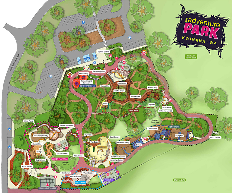 A map of the Kwinana Adventure Park. 