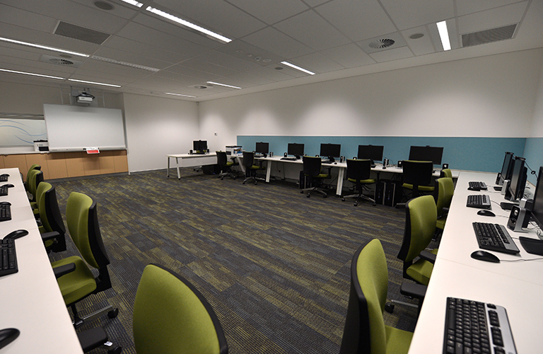 The John Slinger IT room in the Darius Wells Library and Resource Centre.