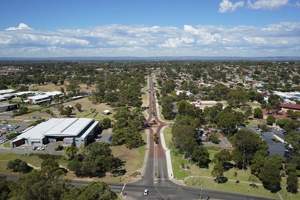 An aerial view above Summerton and Sulphur Road. 