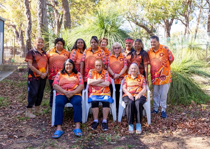 Group of ABoriginal women from Ngalla Yorga Waangkan Aboriginal Corporation outdoors