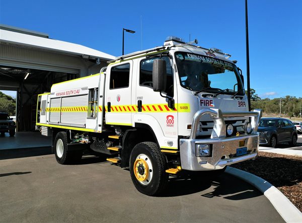 Fire fighting appliance known as a 3.4 Urban Tanker at the new Kwinana South fire station at its official opening in June 2023.