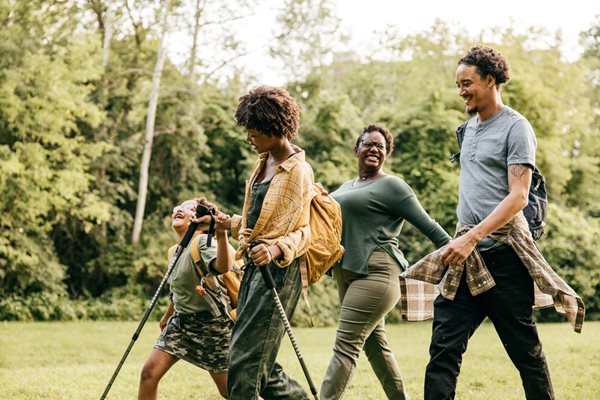 A family group on a hike.